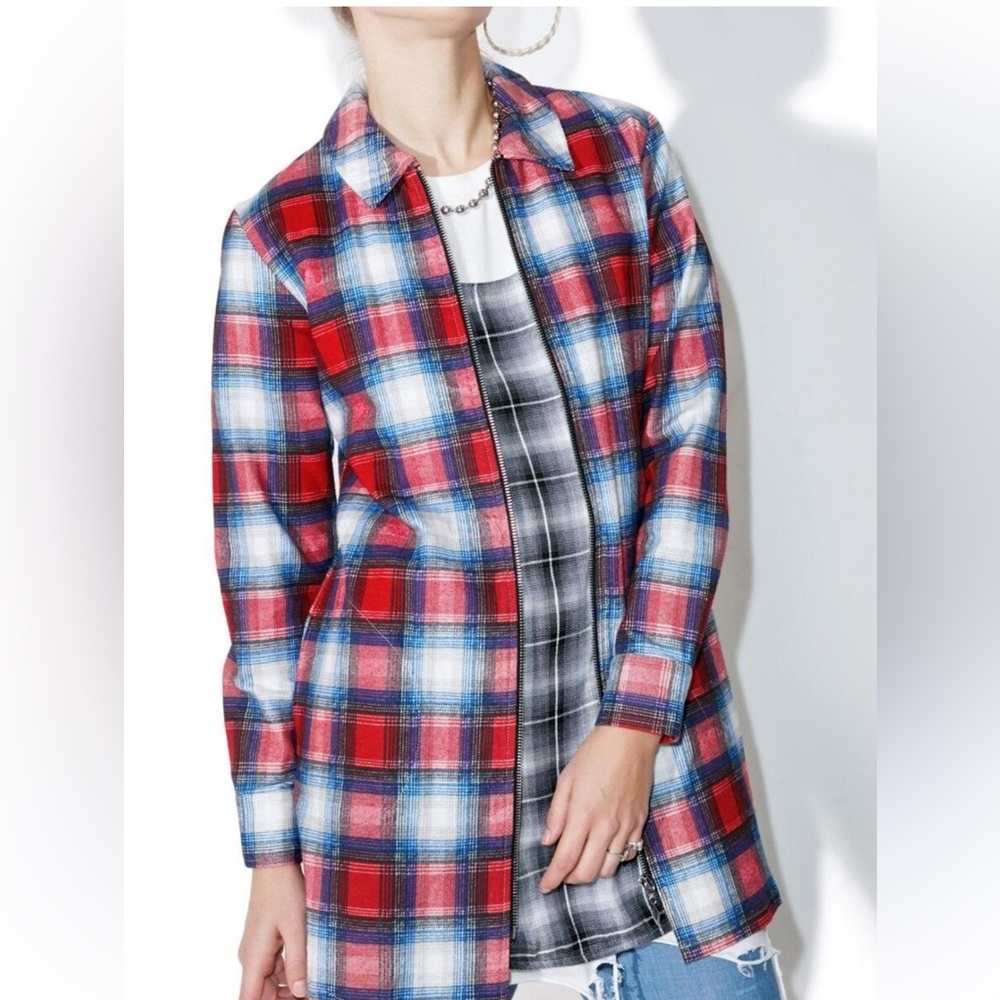 NWOT Stussy Lincoln Plaid Zip  Shirt Dress